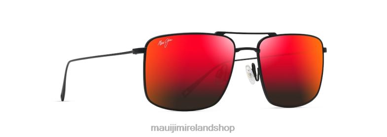 Maui Jim Ireland 2J26J21 | Maui Jim Aeko Polarized Aviator Sunglasses Matte Black/HAWAII LAVA