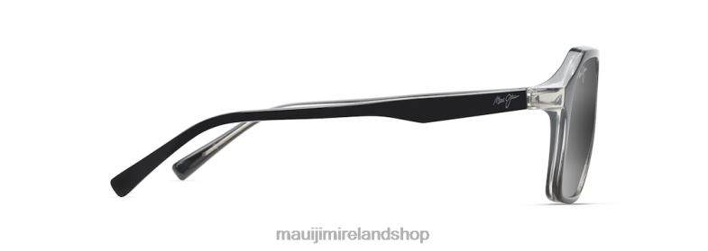 Maui Jim Ireland 2J26J47 | Maui Jim Wedges Polarized Aviator Sunglasses Black Gloss with Crystal interior/Neutral Grey