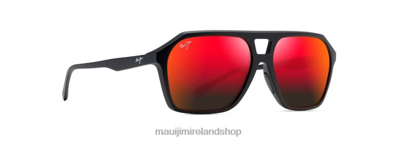 Maui Jim Ireland 2J26J50 | Maui Jim Wedges Polarized Aviator Sunglasses Matte Black/HAWAII LAVA
