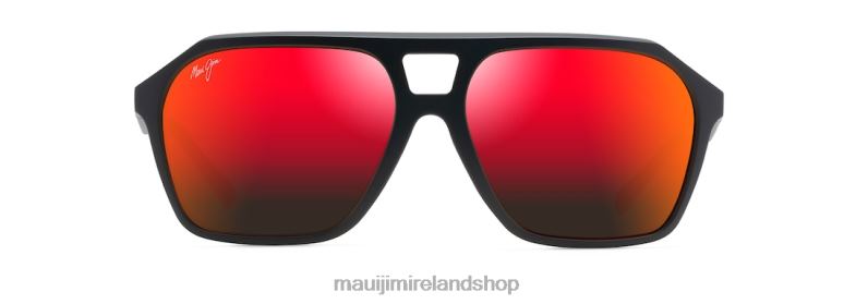 Maui Jim Ireland 2J26J50 | Maui Jim Wedges Polarized Aviator Sunglasses Matte Black/HAWAII LAVA