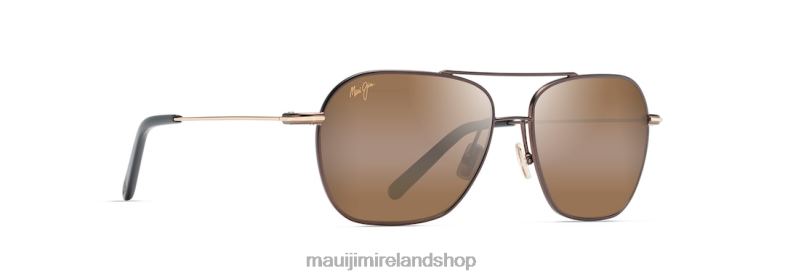 Maui Jim Ireland 2J26J64 | Maui Jim Mano Polarized Aviator Sunglasses Dark Brown with Gold stripe/HCL Bronze