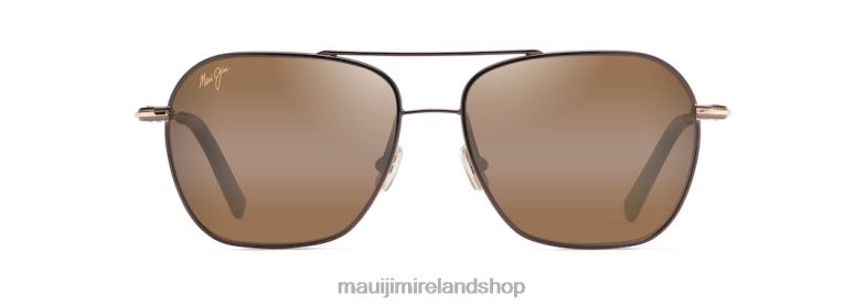 Maui Jim Ireland 2J26J64 | Maui Jim Mano Polarized Aviator Sunglasses Dark Brown with Gold stripe/HCL Bronze