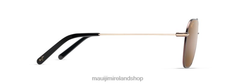 Maui Jim Ireland 2J26J64 | Maui Jim Mano Polarized Aviator Sunglasses Dark Brown with Gold stripe/HCL Bronze