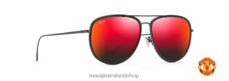 Maui Jim Sunglasses 2J26J126 | Maui Jim Fair Winds Polarized Aviator Sunglasses Dark Gunmetal with Black Gloss insert/HAWAII LAVA