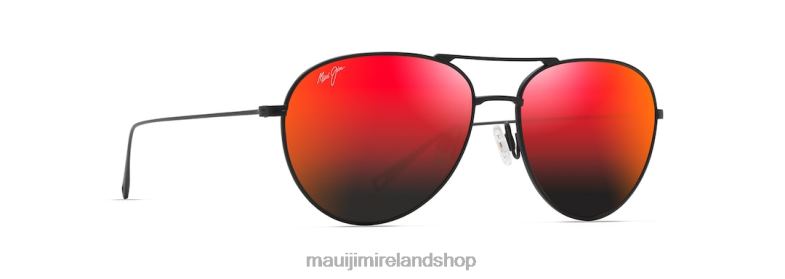 Maui Jim Sunglasses 2J26J13 | Maui Jim Walaka Polarized Aviator Sunglasses Matte Black/HAWAII LAVA