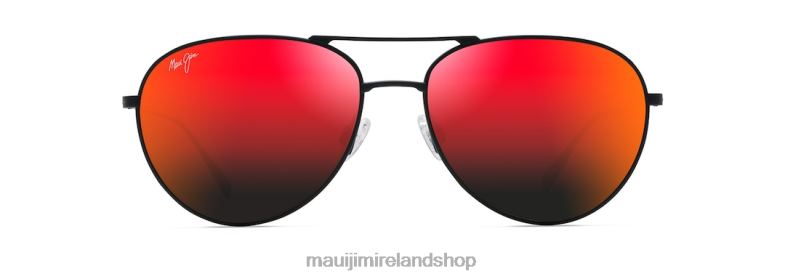 Maui Jim Sunglasses 2J26J13 | Maui Jim Walaka Polarized Aviator Sunglasses Matte Black/HAWAII LAVA
