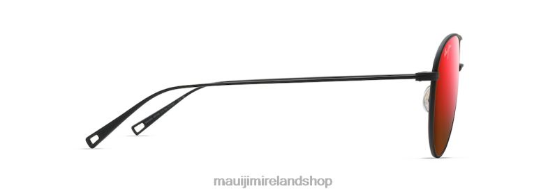 Maui Jim Sunglasses 2J26J13 | Maui Jim Walaka Polarized Aviator Sunglasses Matte Black/HAWAII LAVA