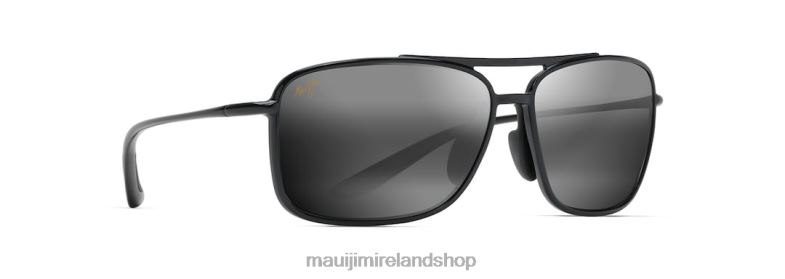 Maui Jim Sunglasses 2J26J163 | Maui Jim Kaupo Gap Polarized Aviator Sunglasses Black Gloss/Neutral Grey