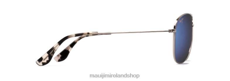 Maui Jim Sunglasses 2J26J194 | Maui Jim Cliff House Polarized Aviator Sunglasses Silver/Blue Hawaii