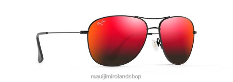 Maui Jim Sunglasses 2J26J203 | Maui Jim Cliff House Polarized Aviator Sunglasses Gloss Black/HAWAII LAVA
