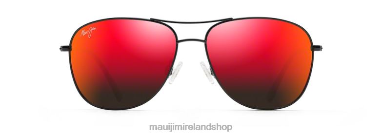 Maui Jim Sunglasses 2J26J203 | Maui Jim Cliff House Polarized Aviator Sunglasses Gloss Black/HAWAII LAVA