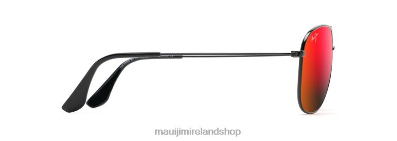 Maui Jim Sunglasses 2J26J203 | Maui Jim Cliff House Polarized Aviator Sunglasses Gloss Black/HAWAII LAVA