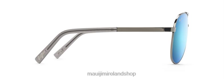 Maui Jim Sunglasses 2J26J239 | Maui Jim Seacliff Polarized Aviator Sunglasses Gunmetal/Blue Hawaii