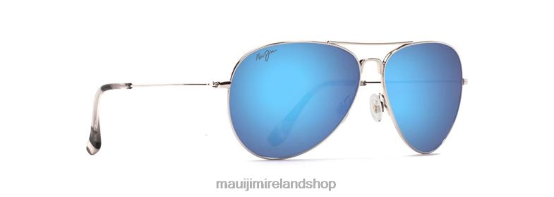 Maui Jim Sunglasses 2J26J316 | Maui Jim Mavericks Polarized Aviator Sunglasses Silver/Blue Hawaii