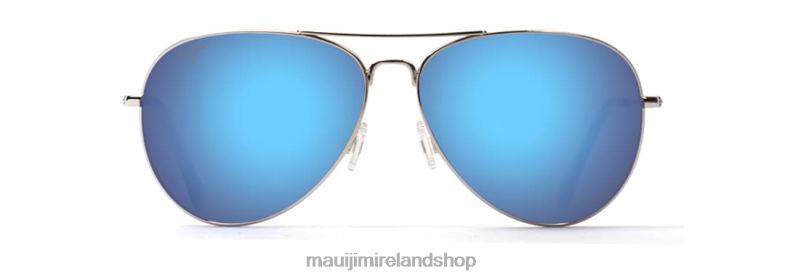 Maui Jim Sunglasses 2J26J316 | Maui Jim Mavericks Polarized Aviator Sunglasses Silver/Blue Hawaii