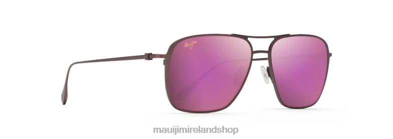 Maui Jim Sunglasses 2J26J363 | Maui Jim Beaches Asian Fit Polarized Aviator Sunglasses Matte Brushed Burgundy/Sunrise