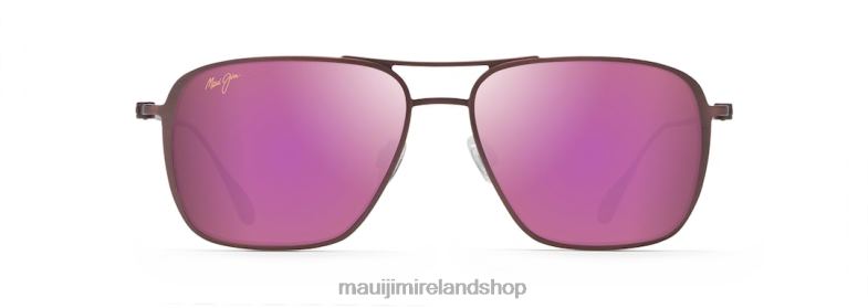 Maui Jim Sunglasses 2J26J363 | Maui Jim Beaches Asian Fit Polarized Aviator Sunglasses Matte Brushed Burgundy/Sunrise