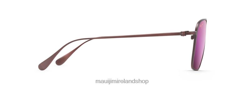 Maui Jim Sunglasses 2J26J363 | Maui Jim Beaches Asian Fit Polarized Aviator Sunglasses Matte Brushed Burgundy/Sunrise