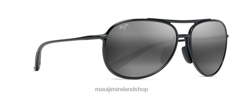 Maui Jim Sunglasses 2J26J380 | Maui Jim Alelele Bridge Polarized Aviator Sunglasses Black Gloss/Neutral Grey