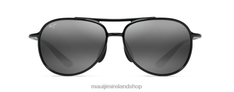 Maui Jim Sunglasses 2J26J380 | Maui Jim Alelele Bridge Polarized Aviator Sunglasses Black Gloss/Neutral Grey