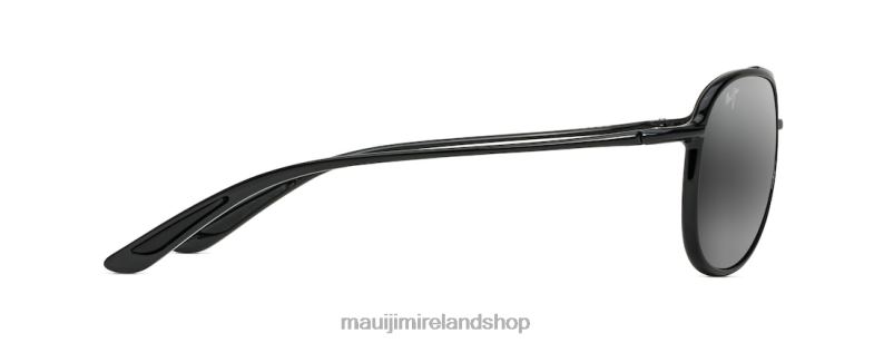 Maui Jim Sunglasses 2J26J380 | Maui Jim Alelele Bridge Polarized Aviator Sunglasses Black Gloss/Neutral Grey