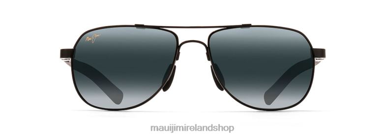 Maui Jim Sunglasses 2J26J387 | Maui Jim Guardrails Polarized Aviator Sunglasses Gloss Black/Neutral Grey