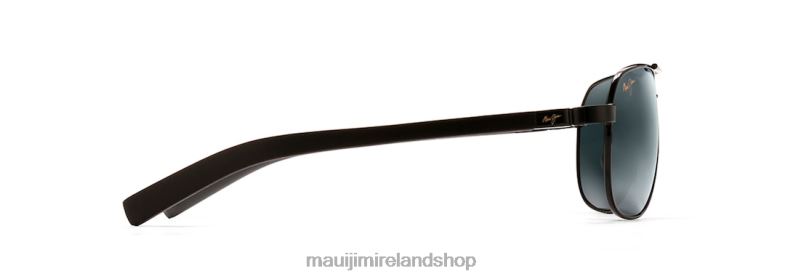 Maui Jim Sunglasses 2J26J387 | Maui Jim Guardrails Polarized Aviator Sunglasses Gloss Black/Neutral Grey