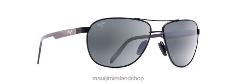 Maui Jim Sunglasses 2J26J421 | Maui Jim Castles Polarized Aviator Sunglasses Matte Black/Neutral Grey