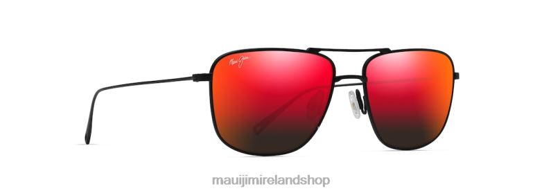 Maui Jim Sunglasses 2J26J9 | Maui Jim Mikioi Polarized Aviator Sunglasses Matte Black/HAWAII LAVA