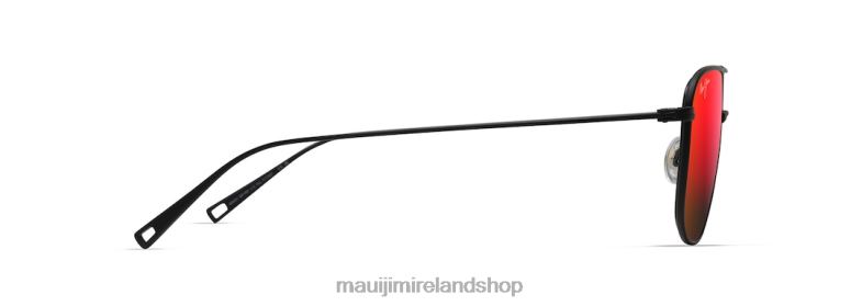 Maui Jim Sunglasses 2J26J9 | Maui Jim Mikioi Polarized Aviator Sunglasses Matte Black/HAWAII LAVA
