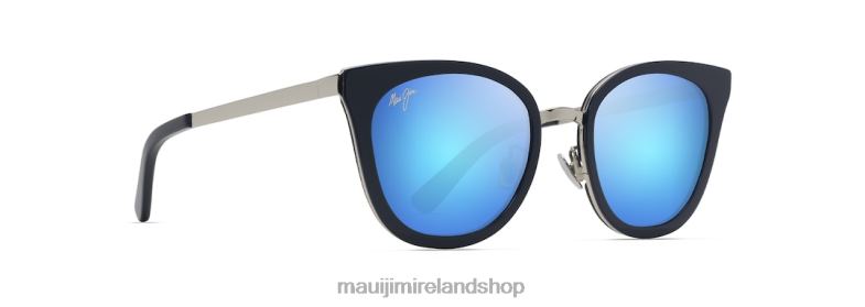 Maui Jim Ireland 2J26J51 | Maui Jim Wood Rose Polarized Cat Eye Sunglasses Navy with Silver/Blue Hawaii