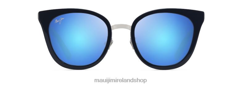 Maui Jim Ireland 2J26J51 | Maui Jim Wood Rose Polarized Cat Eye Sunglasses Navy with Silver/Blue Hawaii