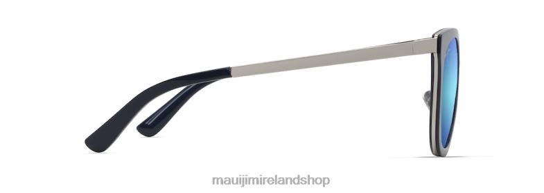Maui Jim Ireland 2J26J51 | Maui Jim Wood Rose Polarized Cat Eye Sunglasses Navy with Silver/Blue Hawaii