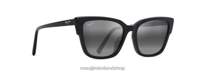 Maui Jim Ireland 2J26J55 | Maui Jim Kou Polarized Cat Eye Sunglasses Black Gloss/Neutral Grey