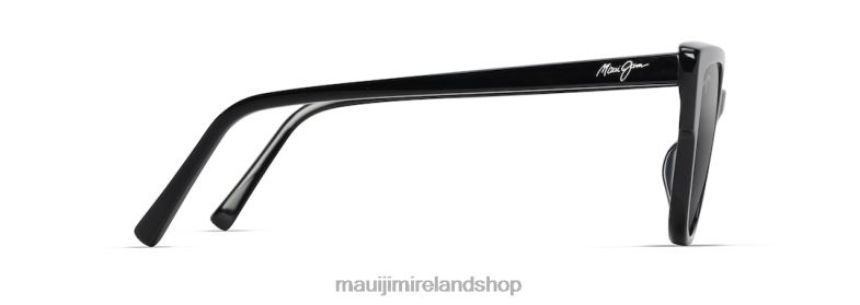 Maui Jim Ireland 2J26J55 | Maui Jim Kou Polarized Cat Eye Sunglasses Black Gloss/Neutral Grey