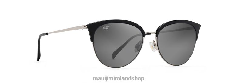Maui Jim Sunglasses 2J26J123 | Maui Jim Olili Polarized Cat Eye Sunglasses Black Gloss/Neutral Grey