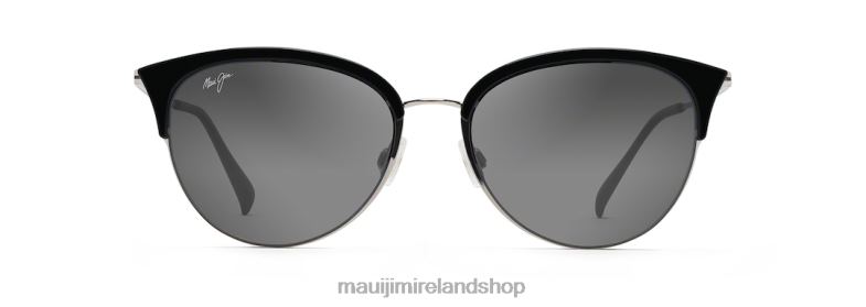 Maui Jim Sunglasses 2J26J123 | Maui Jim Olili Polarized Cat Eye Sunglasses Black Gloss/Neutral Grey
