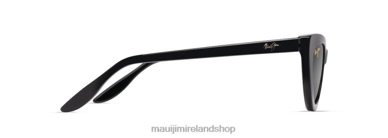 Maui Jim Sunglasses 2J26J14 | Maui Jim Lychee Polarized Cat Eye Sunglasses Black Gloss/Dual Mirror Silver to Black