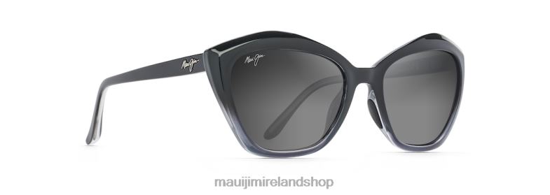 Maui Jim Sunglasses 2J26J218 | Maui Jim Lotus Polarized Cat Eye Sunglasses Gloss Black Fade/Neutral Grey