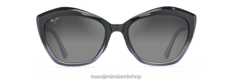 Maui Jim Sunglasses 2J26J218 | Maui Jim Lotus Polarized Cat Eye Sunglasses Gloss Black Fade/Neutral Grey