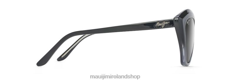 Maui Jim Sunglasses 2J26J218 | Maui Jim Lotus Polarized Cat Eye Sunglasses Gloss Black Fade/Neutral Grey