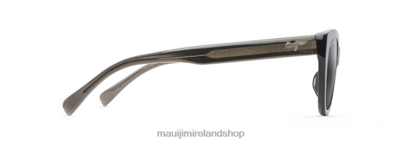Maui Jim Sunglasses 2J26J263 | Maui Jim Capri Polarized Cat Eye Sunglasses Black with Transparent Dark Grey Temples/Neutral Grey