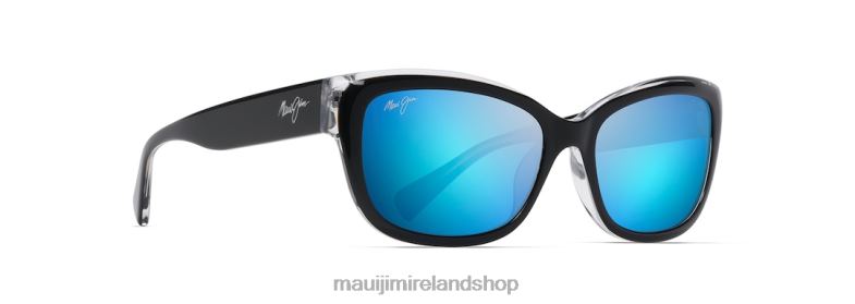 Maui Jim Sunglasses 2J26J397 | Maui Jim Plumeria Polarized Cat Eye Sunglasses Black with Crystal/Blue Hawaii