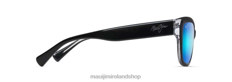 Maui Jim Sunglasses 2J26J397 | Maui Jim Plumeria Polarized Cat Eye Sunglasses Black with Crystal/Blue Hawaii
