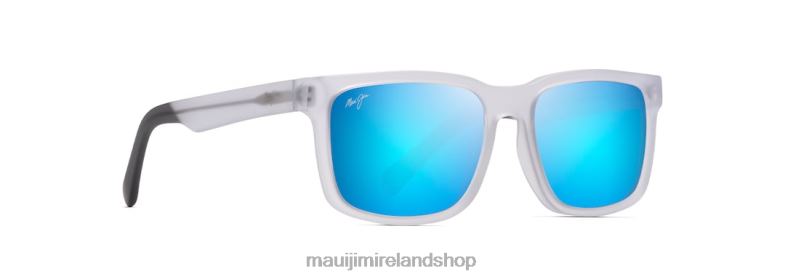 Maui Jim Ireland 2J26J87 | Maui Jim Stone Shack Polarized Classic Sunglasses Matte Crystal with Dark Grey tips/Blue Hawaii