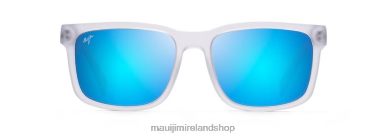 Maui Jim Ireland 2J26J87 | Maui Jim Stone Shack Polarized Classic Sunglasses Matte Crystal with Dark Grey tips/Blue Hawaii