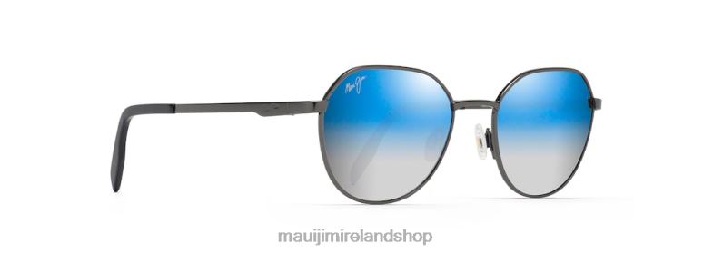 Maui Jim Sunglasses 2J26J127 | Maui Jim Hukilau Polarized Classic Sunglasses Dark Gunmetal/Dual Mirror Blue to Silver