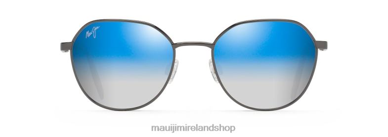 Maui Jim Sunglasses 2J26J127 | Maui Jim Hukilau Polarized Classic Sunglasses Dark Gunmetal/Dual Mirror Blue to Silver
