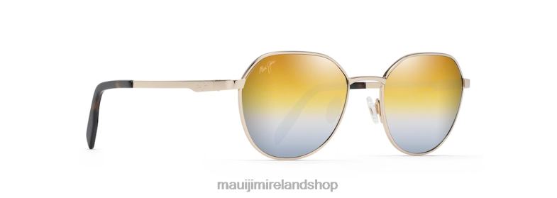 Maui Jim Sunglasses 2J26J128 | Maui Jim Hukilau Polarized Classic Sunglasses Gold Metal/Dual Mirror Gold to Silver