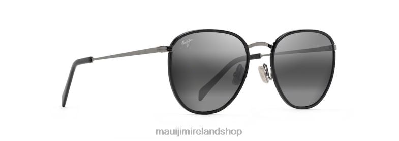 Maui Jim Sunglasses 2J26J141 | Maui Jim Noni Polarized Classic Sunglasses Black Gloss with Gunmetal/Neutral Grey